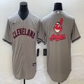 Nike Cleveland Indians blank gray majestic baseball jersey big logo-BD