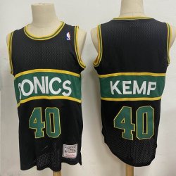 Seattle SuperSonics #40 Shawn Kemp black Throwback NBA Jersey-LC