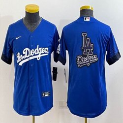 Youth Nike Los Angeles Dodgers blank blue majestic baseball MLB Jersey-BD 01