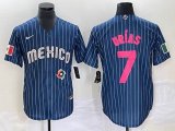 2023 World Cup Mexico #7 Julio Urias blue majestic baseball jerseys 11