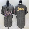 Nike Los Angeless Lakers blank Hemp grey baseball jerseys Joint name-BD 03