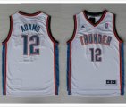 Oklahoma City Thunder ADAMS 12 white Basketball Jerseys