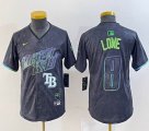 Youth Nike Tampa Bay Rays Brandon Lowe black majestic baseball jersey city version 03