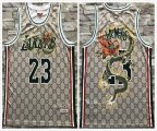 Los Angeles Lakers #23 LeBron James beige basketball jersey offset printing Font-TY