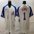 Nike Anaheim Angels #1 Ozzie Albies white blue majestic baseball city version