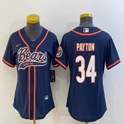 Youth Nike Chicago Bears #34 Walter Payton blue baseball jerseys Joint name-BD