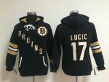 women Boston Bruins 17 Milan Lucic Black NHL Hooded Sweatshirt