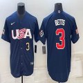 2023 World Cup #3 Mookie Betts blue USA majestic baseball jerseys 01