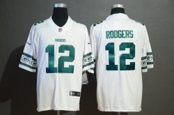 Green Bay Packers #12 Aaron Rodgers Nike white Color Rush Limited Jersey with Sleeve label