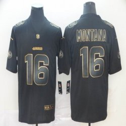 Nike 49ers #16 Joe Montana black gold Color Rush Limited Jersey