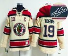 Chicago Blackhawks #19 Jonathan Toews beige hockey Hooded Sweatshirt-Signature