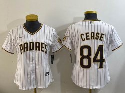 Women Nike San Diego Padres #84 Dylan Cease white majestic mlb Jerseys-BD 01