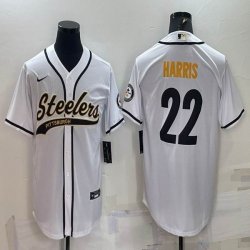 Nike Pittsburgh Steelers #22 Najee Harris white baseball jerseys Joint name-BD