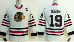 reebok Chicago Blackhawks Jonathan Toews #19 white kid nhl Jersey C patch