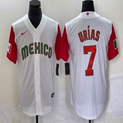 2023 World Cup Mexico #7 Julio Urias white red majestic baseball jerseys 43