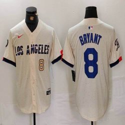 Nike Los Angeles Dodgers #8 Kobe Bryant beige fashion MLB baseball Jersey 01