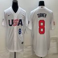 2023 World Cup #8 Trea Turner white USA majestic baseball jerseys 02