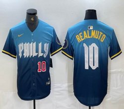 Nike Philadelphia Phillies #10 J.T. Realmuto blue majestic baseball jerseys city version 03