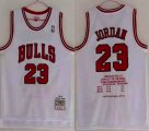 Chicago Bulls #23 Michael Jordan white throwback nba basketball jerseys Three consecutive-HL