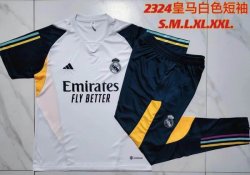 2023-2024 Real Madrid club Polo white blue soccer uniforms with long shorts C1072