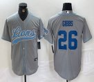 Nike Detroit Lions #26 Jahmyr Gibbs gray baseball Joint name -BD