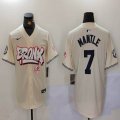 Nike New York Yankees #7 Mickey Mantle beige majestic baseball Jersey Joint name 01