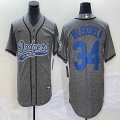 Nike Los Angeles Dodgers #34 Fernando Valenzuela Hemp grey majestic baseball jerseys Joint name -BD 02