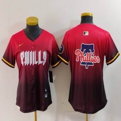 Women Nike Philadelphia Phillies blank red majestic baseball jersey city version 04