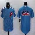 Nike Philadelphia Phillies blank skyblue throwback majestic baseball jersey 02