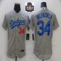 Nike Los Angeles Dodgers 34 Fernando Valenzuela gray Flexbase Authentic Collection Jersey-BD