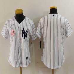 Women Nike Yankees blank white MLB baseball Jersey -BD 01