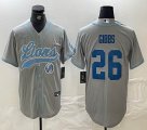 Nike Detroit Lions #26 Jahmyr Gibbs Gray baseball Joint name -BD 02