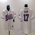 Buffalo Bills 17# Josh Allen white nike baseball jerseys Joint name-BD