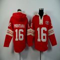 san francisco 49ers Joe Montana #16 red nfl Hooded Sweatshirt