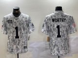 Kansas City Chiefs #1 Xavier Worthy Nike Arctic Camo 2024 Salute to Service Limited Jersey