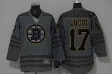 Boston Bruins #17 Milan Lucic Charcoal Cross Check Fashion Stitched hockey Jersey