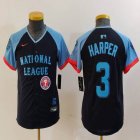 Youth National League #3 Bryce Harper Nike Navy 2024 MLB All-Star Game Limited Player Jersey