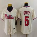 Women Nike Philadelphia Phillies #5 Bryson Stott beige majestic baseball jerseys