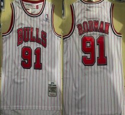 Chicago Bulls #91 Dennis Rodman white Throwback nba jersey-XD