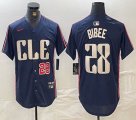 Nike Cleveland Indians #28 Bibee blue majestic baseball jersey -BD 02