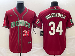 2023 World Cup Mexico #34 Fernando Valenzuela red blank majestic baseball jerseys 24