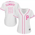 2017 Women Pittsburgh Pirates #21 Roberto Clemente white majestic mlb jersey