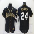 Seattle Mariners #24 Ken Griffey black gold Flexbase Authentic Collection Jersey