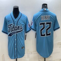 Nike Tennessee Titans #22 Derrick Henry skyblue baseball jerseys Joint name-BD