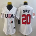 Women 2023 World Cup #20 Pete Alonso white USA majestic baseball jerseys 08