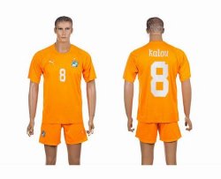 2014 World cup Ivory coast team KALOU 8 yellow soccer jerseys home