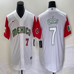 2023 World Cup Mexico #7 Julio Urias white red majestic baseball jerseys 70