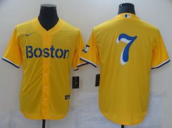 Nike Boston Red Sox #7 Yellow majestic baseball jerseys-BD