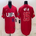 2023 World Cup #15 Bobby Witt Jr. red USA majestic baseball jerseys