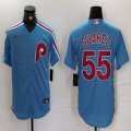 Nike Philadelphia Phillies #55 Ranger Suarez skyblue throwback majestaic baseball jersey